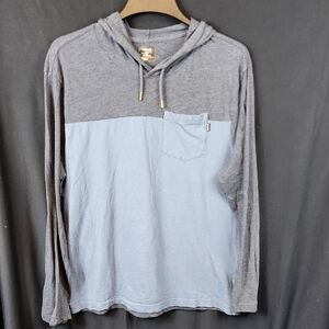 Men's Hurley Gray and Blue Hoodie Light Weight Long Sleeve Size L